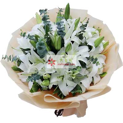 咸宁9支白色多头百合，祝福你幸福